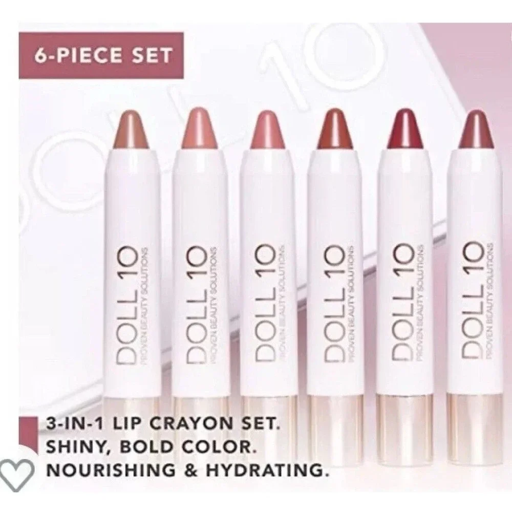 Doll 10 Speak‎ Your Peace - 6 Piece Lip Smoothie Lip Crayon Set- New Sealed